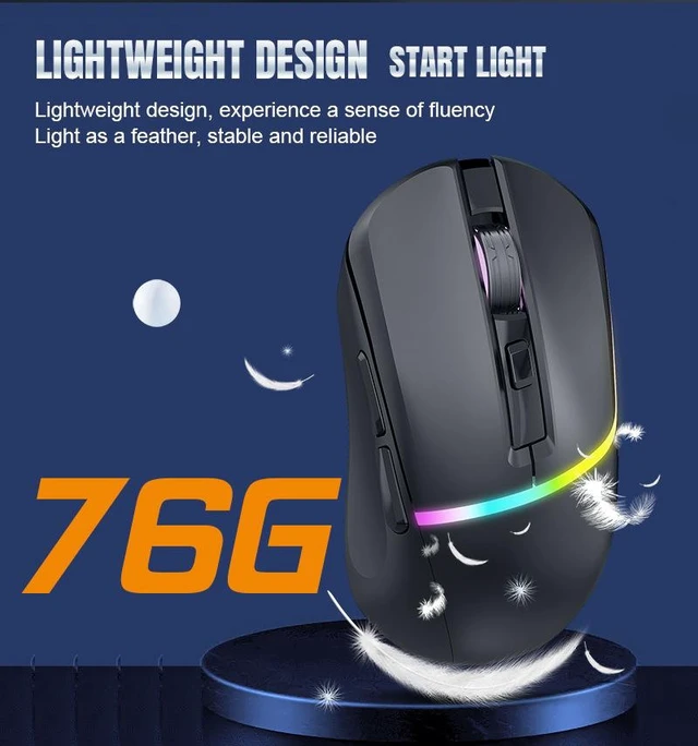 Alt view image 12 of 12 - M96 Triple-Mode Gaming Mouse Wired + 2.4G + Bluetooth 5.1, RGB, 7200 DPI, 400mAh Battery, for PC/Laptop/Mac Black