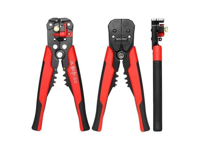 Alt view image 12 of 12 - Multi-functional 8" Self-adjusting Cable Wire Stripper With Cutter & Crimper Automatic Wire Stripping Pliers Crimping Tool 10-24AWG - Red
