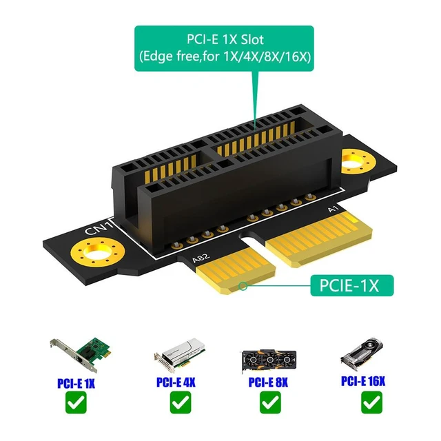 Alt view image 10 of 10 - PCIe 3.0 x4 Riser Card 1U PCI Express x4 to x4 Extension Adapter, Right Angle GPU Riser for 1U Server/Chassis
