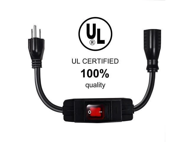 Alt view image 9 of 14 - Outdoor Waterproof On/Off Switch Extension Cord, Heavy Duty 125v/250v Black SJTW Cord (1.5 Ft, Black)