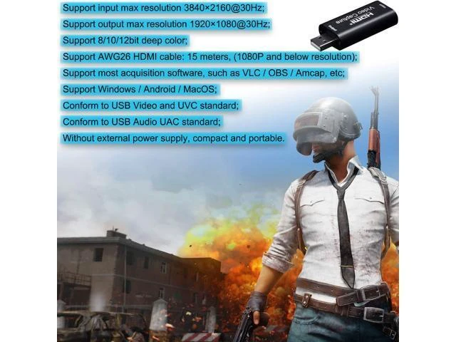 Alt view image 10 of 10 - BlueAVS HDMI to USB Video Capture Card 1080P for Live Video Streaming Record via DSLR Camcorder Action Cam - Capture 1080P@30Hz (Metal-Black)