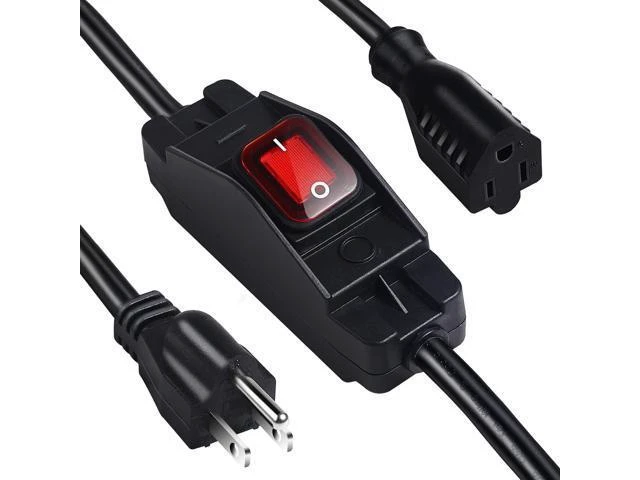 Alt view image 8 of 14 - Outdoor Waterproof On/Off Switch Extension Cord, Heavy Duty 125v/250v Black SJTW Cord (1.5 Ft, Black)