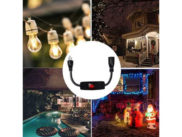 Alt view image 13 of 14 - Outdoor Waterproof On/Off Switch Extension Cord, Heavy Duty 125v/250v Black SJTW Cord (1.5 Ft, Black)