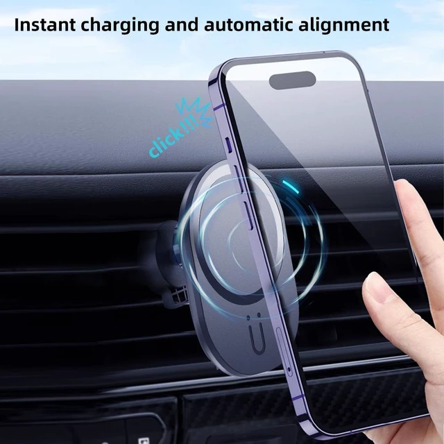 Alt view image 10 of 12 - 15W MagSafe Magnetic Wireless Car Charger, Fast Charging Dashboard & Air Vent Mount for iPhone, Qi-Certified Car Phone Holder for GPS Navigation Compatible with iPhone 16/15/14/13/12 CE/RoHS