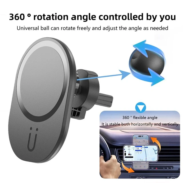 Alt view image 12 of 12 - 15W MagSafe Magnetic Wireless Car Charger, Fast Charging Dashboard & Air Vent Mount for iPhone, Qi-Certified Car Phone Holder for GPS Navigation Compatible with iPhone 16/15/14/13/12 CE/RoHS