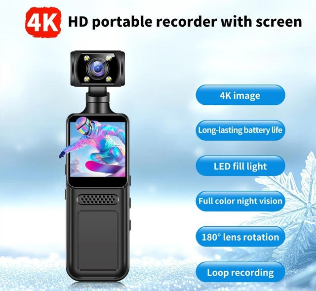 Alt view image 8 of 10 - 4K Clip-on Handheld Camcorder Portable Recorder, 4G, Outdoor Cycling Sports Camera, 1.3" Screen, LED Fill Light, 180° Rotation