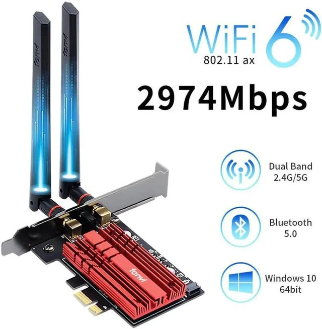 Alt view image 10 of 10 - WISDUM Dual Band 2.4Gbps WiFi 6 AX200 Gigabit Network Card Pcie Wifi Bluetooth 5.0 Wireless Adapter For Pc Desktop Windows 10