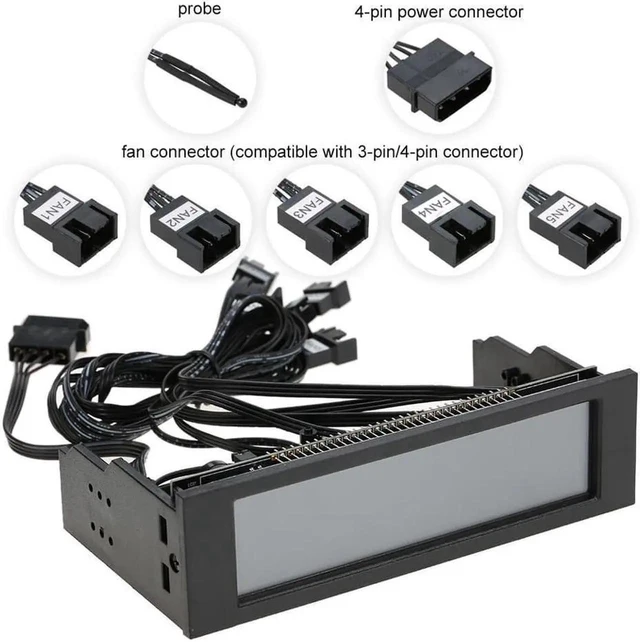 Alt view image 8 of 12 - 5.25" 5 Channel Touchscreen Fan Controller Temperature Monitor Automatic Speed Control Cooler LCD Front Panel