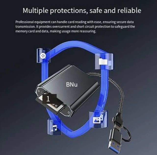 Alt view image 7 of 7 - 10Gbps CFexpress & SD/TF Card Reader USB 3.2 Gen 2 High-Speed Reader for CFexpress Type A/Type B, SD 4.0 & MicroSD Cards, 5V USB-C Powered, Dual-Slot, Plug-and-Play for PC/Laptop/Mac