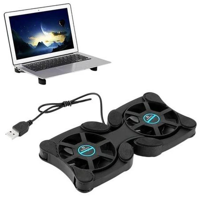 Alt view image 5 of 6 - Foldable USB Cooling Fan CPU Cooler dual turbo fan non-slip notebook cooling pad bracket with power cable for 7-15 inch laptop