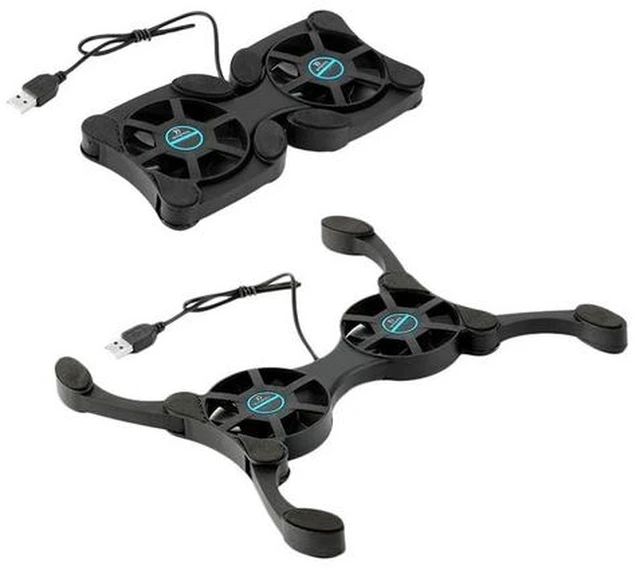 Alt view image 6 of 6 - Foldable USB Cooling Fan CPU Cooler dual turbo fan non-slip notebook cooling pad bracket with power cable for 7-15 inch laptop