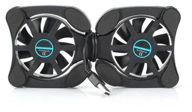 Alt view image 4 of 6 - Foldable USB Cooling Fan CPU Cooler dual turbo fan non-slip notebook cooling pad bracket with power cable for 7-15 inch laptop