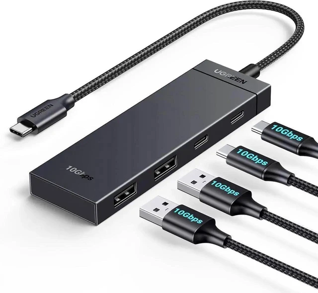 Alt view image 7 of 12 - WISDUM USB C Hub, 10Gbps 4 in 1 USB 3.2 Adapter with 2 USB-C 3.2 and 2 USB-A 3.2, 4 Ports USB C Splitter Extender for MacBook Pro/Air, iPad Pro, iPhone 15/15 Pro Max, Surface, PC, Laptops and More