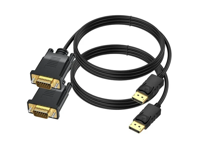 Alt view image 8 of 14 - DisplayPort to VGA Cable 6 Ft 2-Pack Display Port DP to VGA Adapter Cord Male to Male HD Video 1080P for Computer Monitor TV Projector