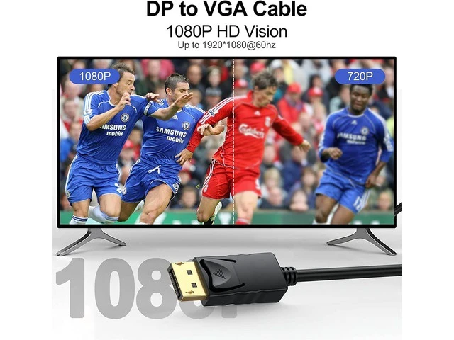 Alt view image 10 of 14 - DisplayPort to VGA Cable 6 Ft 2-Pack Display Port DP to VGA Adapter Cord Male to Male HD Video 1080P for Computer Monitor TV Projector