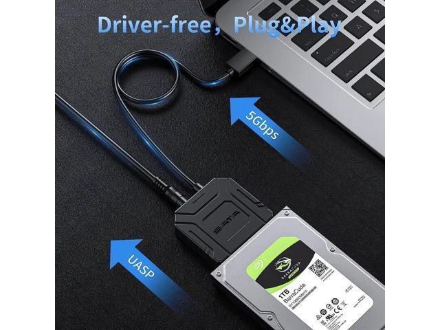 Alt view image 11 of 14 - SATA III to USB 3.0 Adapter, USB to SATA Adapter Cable for 2.5"/3.5" HDD/SSD SATA I/II/III Hard Drive Adapter, Support UASP, with External Power Supply 12V 2A