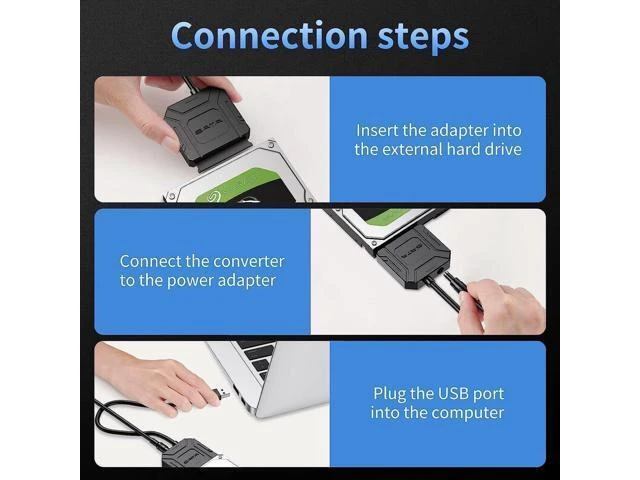 Alt view image 12 of 14 - SATA III to USB 3.0 Adapter, USB to SATA Adapter Cable for 2.5"/3.5" HDD/SSD SATA I/II/III Hard Drive Adapter, Support UASP, with External Power Supply 12V 2A