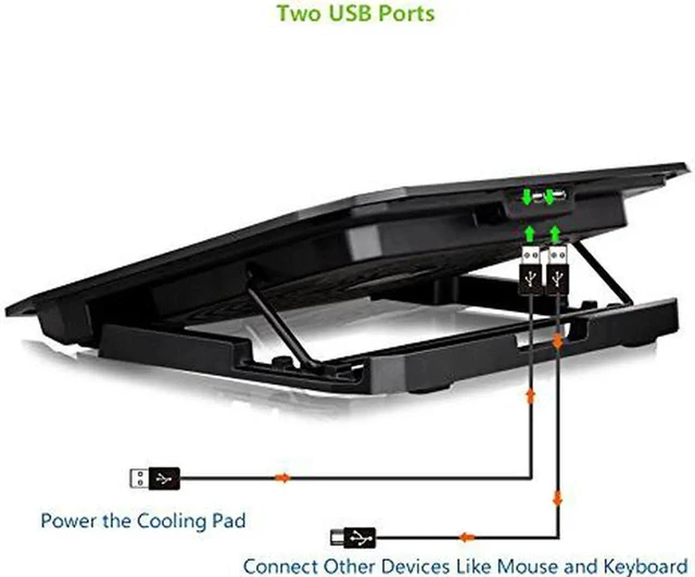 Alt view image 11 of 14 - ICE COOREL Laptop Cooling Pad with 2 Cooling Fans, Cooling Pad for Laptop Fan 13-15.6 Inch, Laptop Cooler Stand with 5 Height Adjustable,Two USB Port