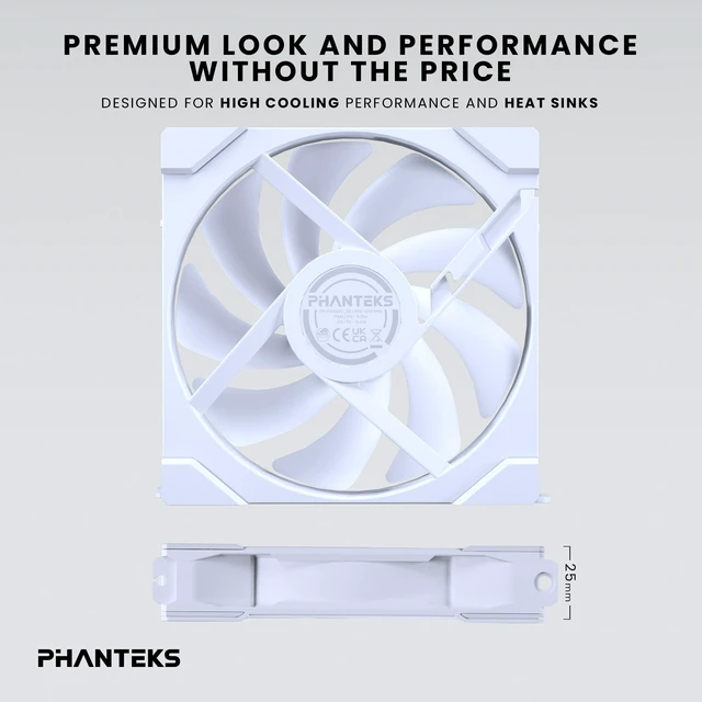 Alt view image 7 of 8 - Phanteks M25-140 Gen2 Reversed Blade, 140mm ARGB High Performance Cooling Fans, Daisy-chain Unified Fan Frame, Infinity Mirror hub, single cable connection, White