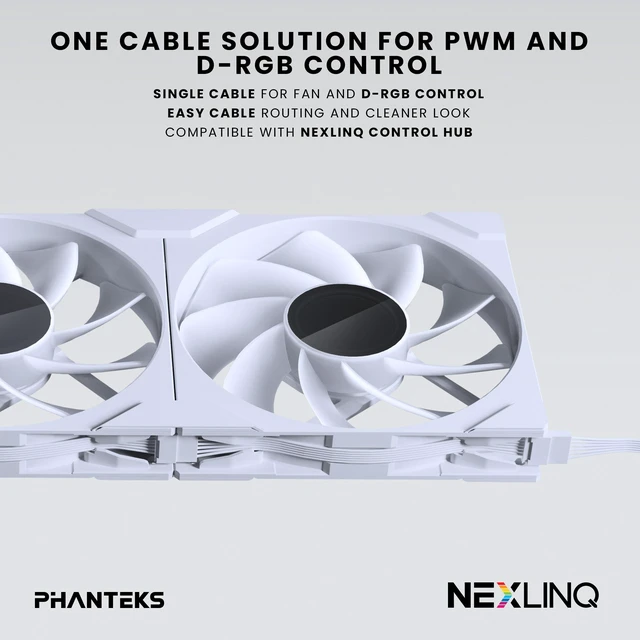 Alt view image 8 of 8 - Phanteks M25-140 Gen2 Reversed Blade, 140mm ARGB High Performance Cooling Fans, Daisy-chain Unified Fan Frame, Infinity Mirror hub, single cable connection, White