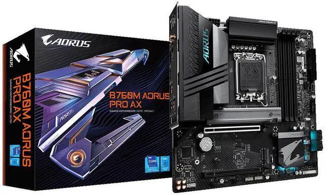 Alt view image 7 of 12 - GIGABYTE B760M AORUS Pro AX (LGA 1700/ Intel/ B760/ M-ATX/ DDR5/ Dual M.2/ PCIe 4.0/ USB 3.2 Gen2X2 Type-C/Intel Wi-Fi 6E/ 2.5GbE LAN/Q-Flash Plus/PCIe EZ-Latch/Gaming Motherboard)