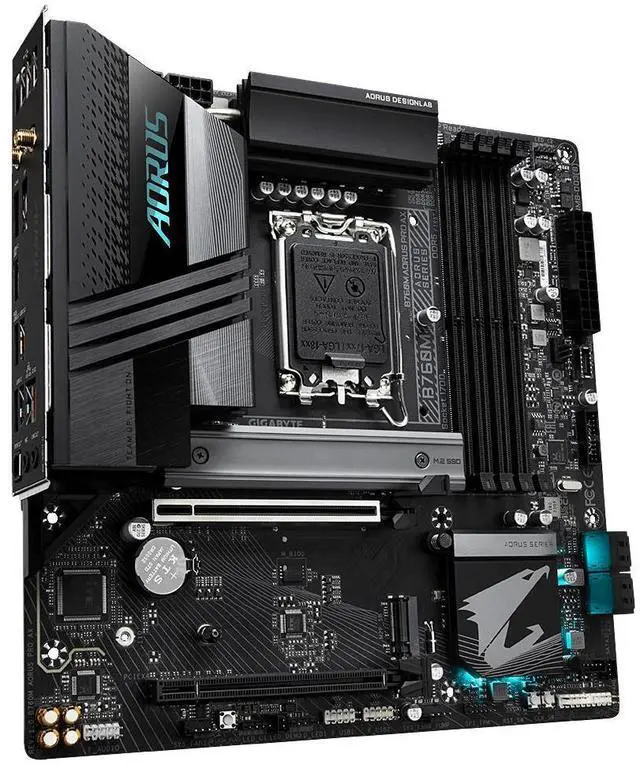 Alt view image 9 of 12 - GIGABYTE B760M AORUS Pro AX (LGA 1700/ Intel/ B760/ M-ATX/ DDR5/ Dual M.2/ PCIe 4.0/ USB 3.2 Gen2X2 Type-C/Intel Wi-Fi 6E/ 2.5GbE LAN/Q-Flash Plus/PCIe EZ-Latch/Gaming Motherboard)
