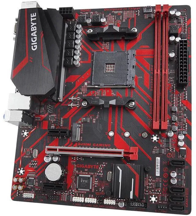 Alt view image 9 of 10 - Gigabyte B450M GAMING Motherboard CPU AM4 AMD Ryzen DDR4 LAN DVI HDMI VGA RGB