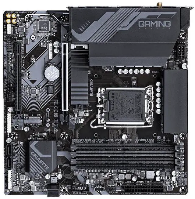 Alt view image 16 of 18 - GIGABYTE B760M GAMING X AX DDR5 (LGA 1700 Intel B760 M-ATX Motherboard with DDR5, Dual M.2, PCIe 4.0, Front USB 3.2 Gen 2 Type-C, 2.5GbE LAN, Q-Flash Plus, PCIe EZ-Latch)