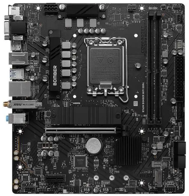 Alt view image 6 of 10 - MSI B760M BOMBER WIFI DDR4 motherboard Supports 12th/13th/14th Gen Intel® Core Processors, Pentium® Gold and Celeron® Processors (LGA 1700)