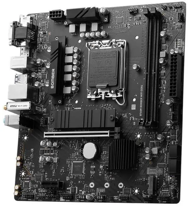 Alt view image 8 of 10 - MSI B760M BOMBER WIFI DDR4 motherboard Supports 12th/13th/14th Gen Intel® Core Processors, Pentium® Gold and Celeron® Processors (LGA 1700)
