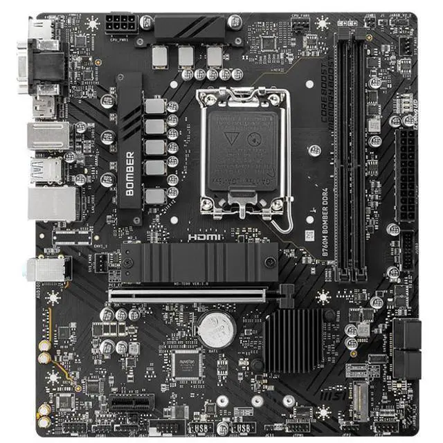 Alt view image 6 of 10 - MSI B760M BOMBER DDR4 Supports 12th/13th Generation Intel® Core, Pentium® Gold and Celeron® Processors in LGA 1700,Game motherboard