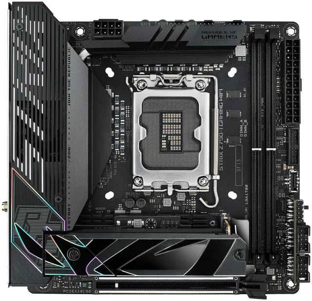 Alt view image 6 of 11 - ASUS ROG Strix Z790-I Gaming WiFi 6E LGA 1700 (Intel 14th & 13th & 12th Gen) mini-ITX gaming motherboard (PCIe 5.0,DDR5,10+1 power stages,Thunderbolt 4,2.5 Gb LAN,USB 3.2 Gen 2x2 front panel Type-C, 2