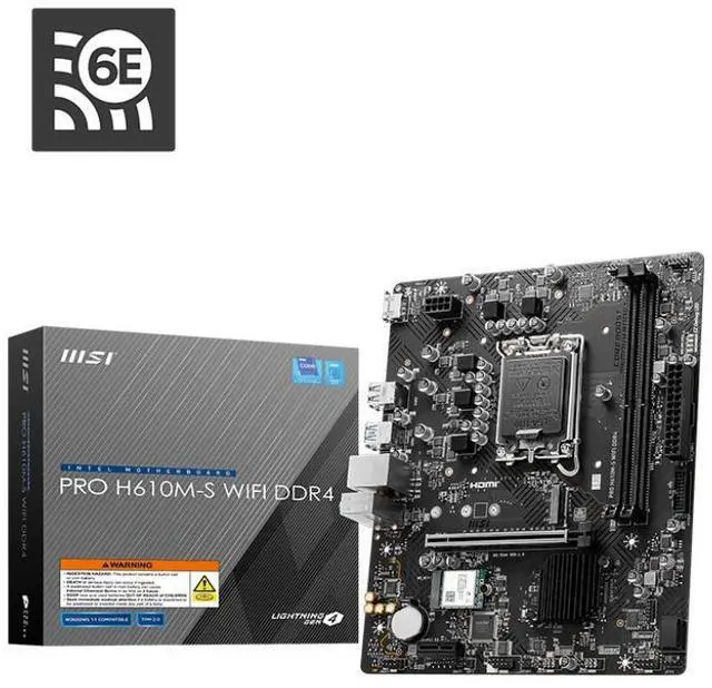 Alt view image 6 of 10 - MSI PRO H610M-S WIFI DDR4 LGA 1700 Intel H610 SATA 6Gb/s Micro ATX Intel Motherboard