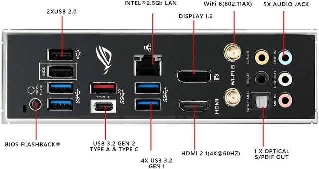 Alt view image 10 of 11 - ASUS ROG Strix B550-F Gaming (WiFi 6) AMD AM4 (3rd Gen Ryzen) ATX Gaming Motherboard (PCIe 4.0, 2.5Gb LAN, BIOS FlashBack, HDMI 2.1, Addressable Gen 2 RGB Header and AURA Sync)