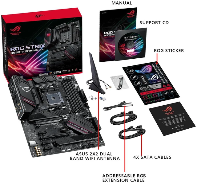 Alt view image 11 of 11 - ASUS ROG Strix B550-F Gaming (WiFi 6) AMD AM4 (3rd Gen Ryzen) ATX Gaming Motherboard (PCIe 4.0, 2.5Gb LAN, BIOS FlashBack, HDMI 2.1, Addressable Gen 2 RGB Header and AURA Sync)