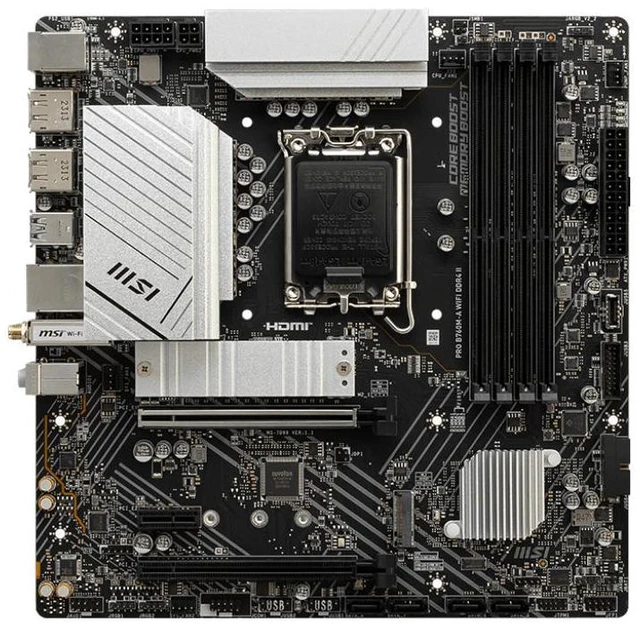 Alt view image 7 of 10 - MSI PRO B760M-A WIFI DDR4 II LGA 1700 Intel B750 SATA 6Gb/s mATX Motherboard ,Wi-Fi 6E, Bluetooth 5.3, premium 2.5G LAN
