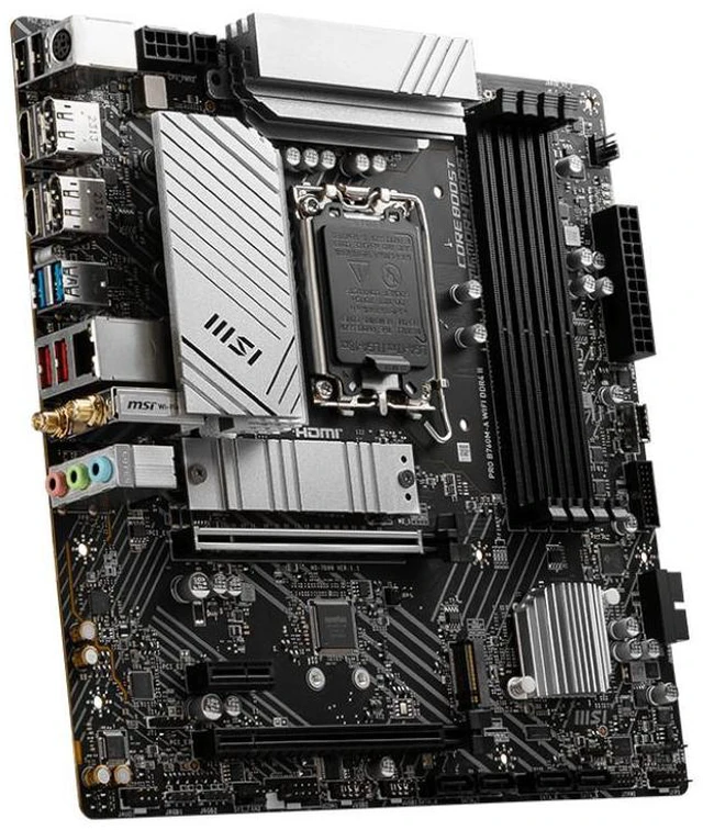 Alt view image 9 of 10 - MSI PRO B760M-A WIFI DDR4 II LGA 1700 Intel B750 SATA 6Gb/s mATX Motherboard ,Wi-Fi 6E, Bluetooth 5.3, premium 2.5G LAN