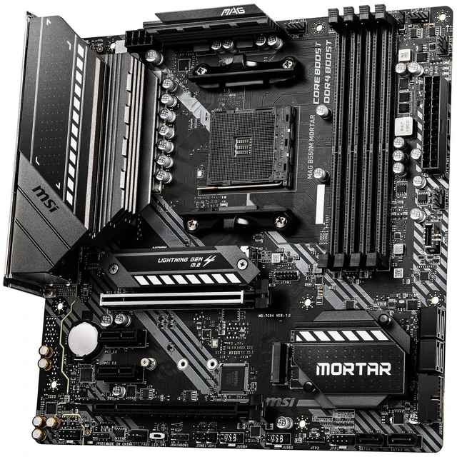 Alt view image 6 of 10 - MSI AM4 AMD Micro ATX Motherboard MAG B550M MORTAR AM4 AMD B550 SATA 6Gb/s Micro ATX AMD Motherboard