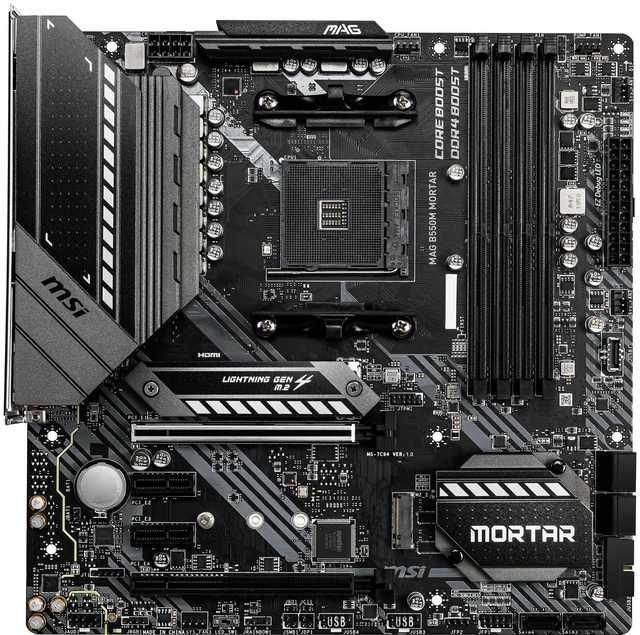 Alt view image 4 of 10 - MSI AM4 AMD Micro ATX Motherboard MAG B550M MORTAR AM4 AMD B550 SATA 6Gb/s Micro ATX AMD Motherboard