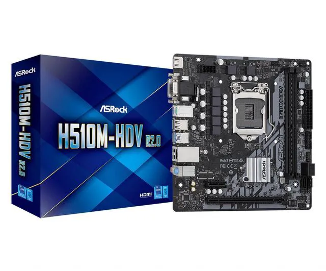 Alt view image 10 of 10 - Asrock H510M-HDV R2.0 Intel LGA 1200 Micro ATX DDR4 Motherboard