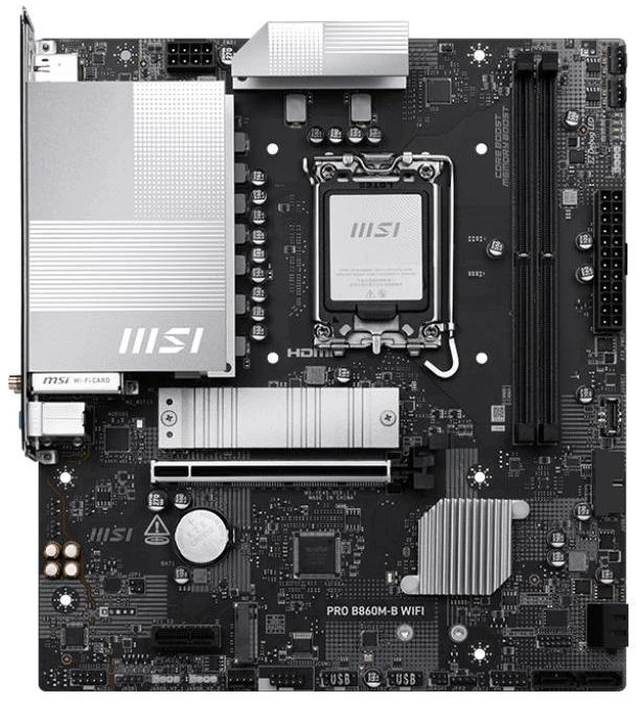 Alt view image 7 of 10 - MSI PRO B860M-B WIFI LGA 1851 Intel B860 SATA 6Gb/s DDR5 PCI-E x16 slot M.2 USB-C Wi-Fi 7 Micro ATX Motherboard