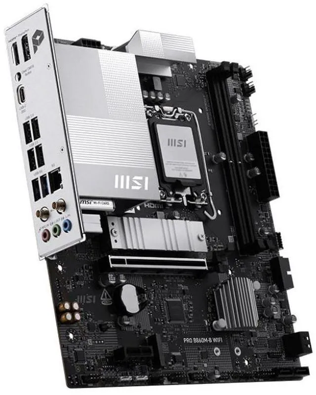 Alt view image 9 of 10 - MSI PRO B860M-B WIFI LGA 1851 Intel B860 SATA 6Gb/s DDR5 PCI-E x16 slot M.2 USB-C Wi-Fi 7 Micro ATX Motherboard