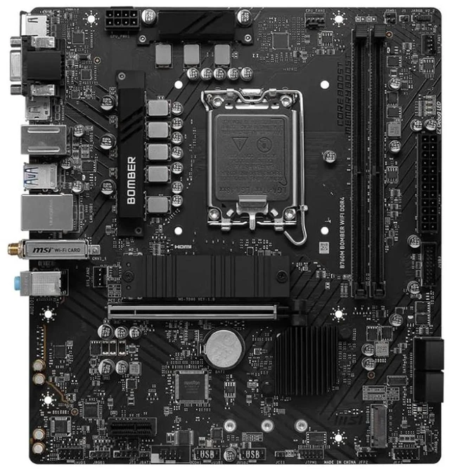 Alt view image 11 of 12 - MSI B760M BOMBER WIFI DDR4 motherboard Supports 12th/13th/14th Gen Intel® Core Processors, Pentium® Gold and Celeron® Processors (LGA 1700)