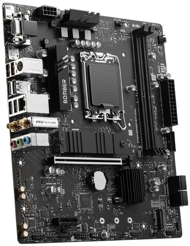 Alt view image 12 of 12 - MSI B760M BOMBER WIFI DDR4 motherboard Supports 12th/13th/14th Gen Intel® Core Processors, Pentium® Gold and Celeron® Processors (LGA 1700)