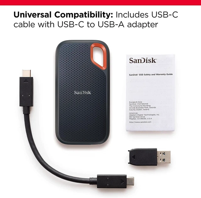 Alt view image 16 of 20 - SanDisk 4TB Extreme Portable SSD - Up to 1050MB/s, USB-C, USB 3.2 Gen 2, IP65 Water and Dust Resistance, Updated Firmware - SDSSDE52-4T00-AC46