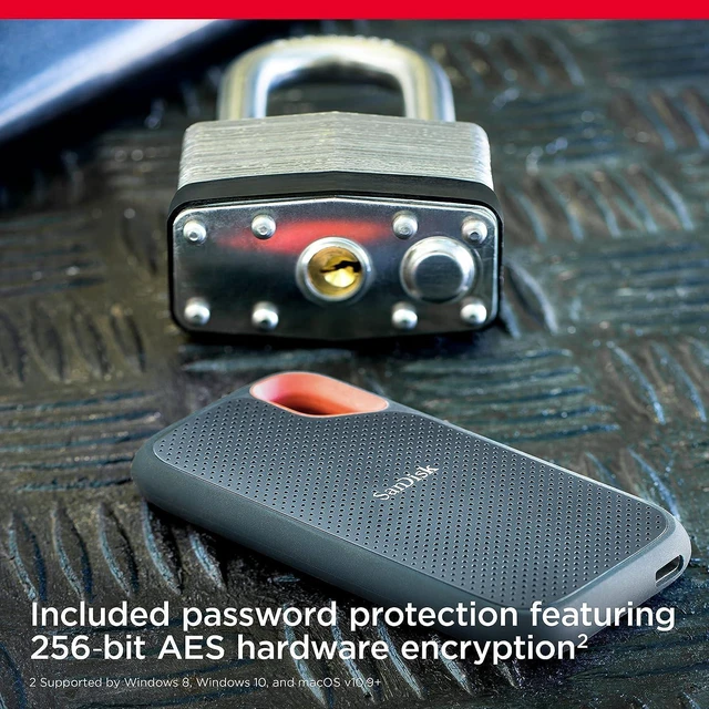 Alt view image 19 of 20 - SanDisk 4TB Extreme Portable SSD - Up to 1050MB/s, USB-C, USB 3.2 Gen 2, IP65 Water and Dust Resistance, Updated Firmware - SDSSDE52-4T00-AC46