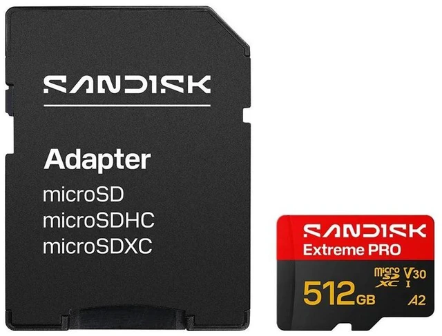 Alt view image 8 of 10 - SanDisk 512GB Extreme PRO microSD A2 microSDXC UHS-I U3 C10 A2 V30, up to 250MB/s for 4K UHD Video Memory Card + Adapter SDSQXCJ-512G-GS6MA