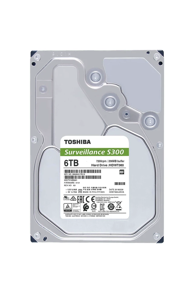 Alt view image 7 of 10 - Toshiba S300 6TB Surveillance 3.5 Internal Hard Drive CMR SATA 6 Gb/s 7200 RPM 256MB Cache - HDWT360UZSVAR