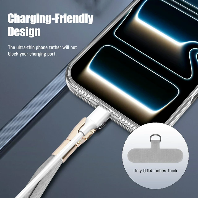 Alt view image 11 of 14 - Yun Mao Phone Lanyard 2 Pack with 2 Tether Tabs, Adjustable Crossbody Cell Phone Strap, Anti-Theft Multifunctional Patch Lanyards Compatible with iPhone Samsung & All Smartphones, Black + Silver Gr