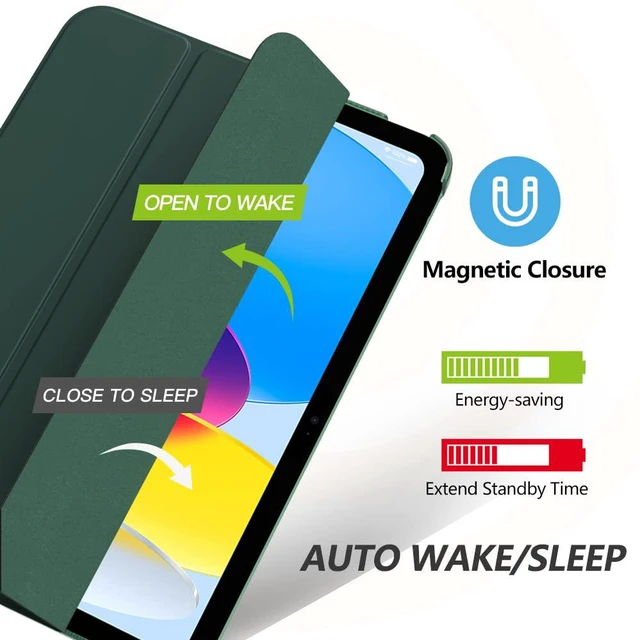 Alt view image 11 of 14 - MoKo for iPad (A16) 11th Generation Case,iPad 10th Gen Case, Midnight Green | For iPad 11/10.9 Inch Case 2025/2022, Slim Stand Hard PC Translucent Back Shell Smart Cover,Support Touch ID,Auto Wake